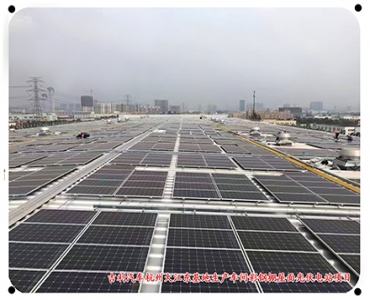 吉利汽车杭州大江东基地生产车间彩钢棚屋面光伏电站项目
